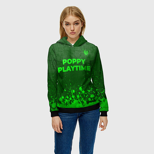 Женская толстовка Poppy Playtime - green gradient посередине / 3D-Черный – фото 3
