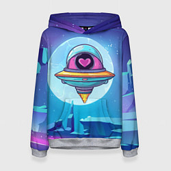 Толстовка-худи женская Нло с сердечком внутри, цвет: 3D-меланж