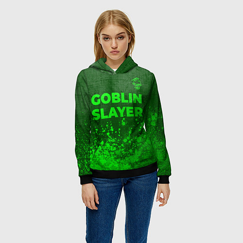 Женская толстовка Goblin Slayer - green gradient посередине / 3D-Черный – фото 3
