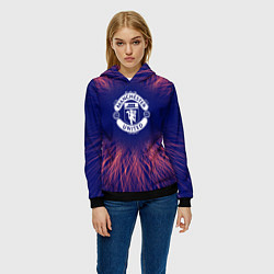 Толстовка-худи женская Manchester United red energy, цвет: 3D-черный — фото 2