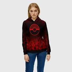 Толстовка-худи женская Pokemon red poly, цвет: 3D-черный — фото 2