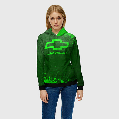 Женская толстовка Chevrolet - green gradient / 3D-Черный – фото 3