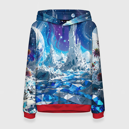 Женская толстовка Космический фантастический пейзаж / 3D-Красный – фото 1