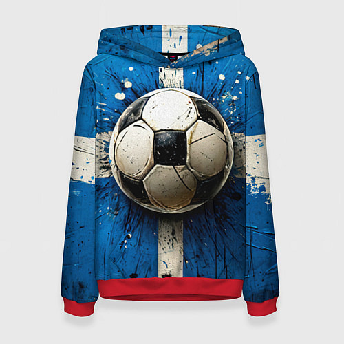 Женская толстовка Футбольный мяч на синем / 3D-Красный – фото 1