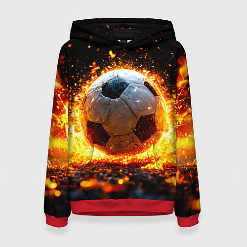 Женская толстовка Футбольный мяч в огне / 3D-Красный – фото 1