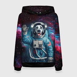 Толстовка-худи женская Далматинец бравый космонавт - нейроарт, цвет: 3D-черный