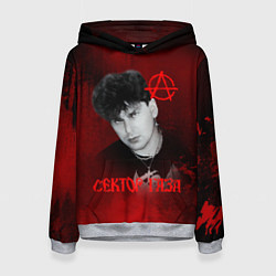 Толстовка-худи женская Сектор газа красный фон, цвет: 3D-меланж