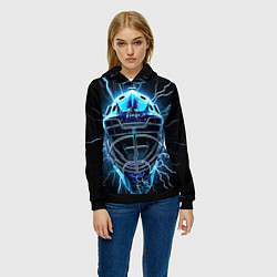 Толстовка-худи женская Маска голкипера в молниях, цвет: 3D-черный — фото 2