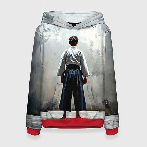 Женская толстовка Боец айкидо на сером / 3D-Красный – фото 1