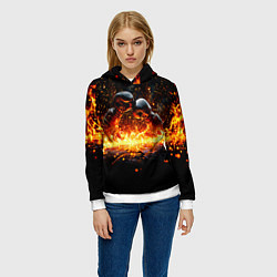 Толстовка-худи женская Кикбоксеркие перчатки в огне, цвет: 3D-белый — фото 2