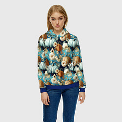 Толстовка-худи женская Маленькие тыковки, цвет: 3D-синий — фото 2