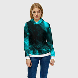 Толстовка-худи женская Neon smoke, цвет: 3D-белый — фото 2