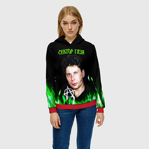 Женская толстовка Сектор газа зеленый огонь / 3D-Красный – фото 3