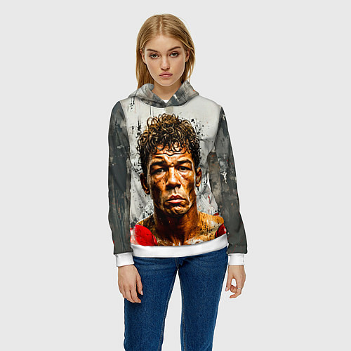 Женская толстовка Артуро Гатти на сером / 3D-Белый – фото 3