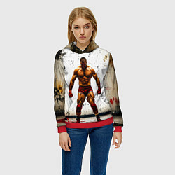 Толстовка-худи женская Реслер на белом, цвет: 3D-красный — фото 2