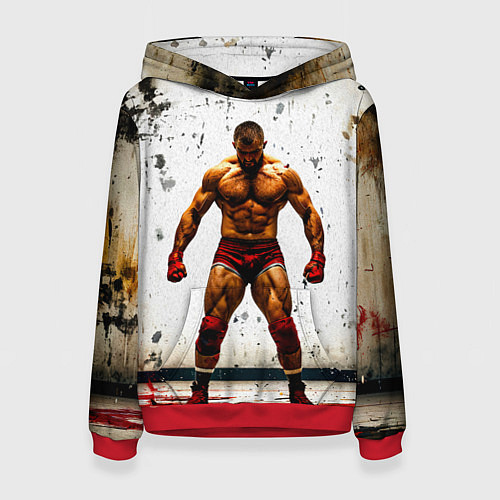 Женская толстовка Реслер на белом / 3D-Красный – фото 1