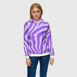 Толстовка-худи женская Лавандовый тигровый паттерн, цвет: 3D-белый — фото 2