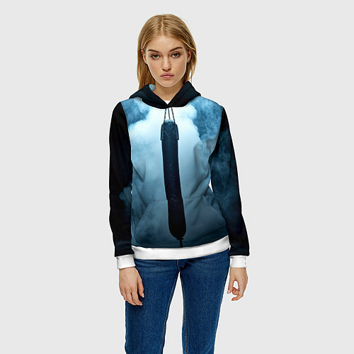 Женская толстовка Боксерская груша в дыму / 3D-Белый – фото 3