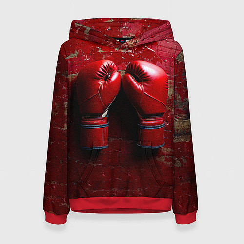 Женская толстовка Бойцовские перчатки на красном / 3D-Красный – фото 1