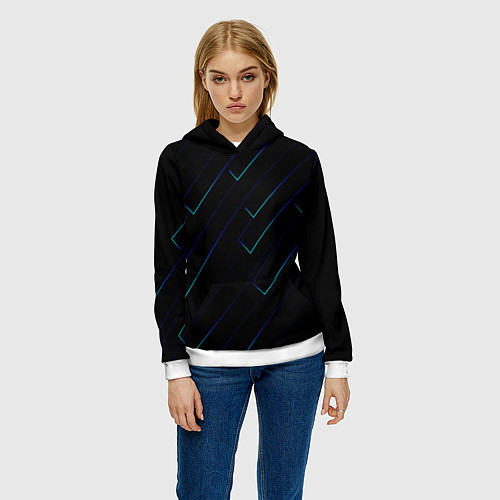 Женская толстовка Color blue black / 3D-Белый – фото 3