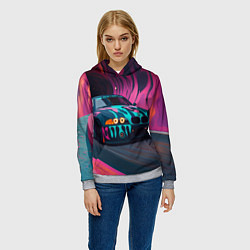 Толстовка-худи женская БМВ граффити стиль, цвет: 3D-меланж — фото 2