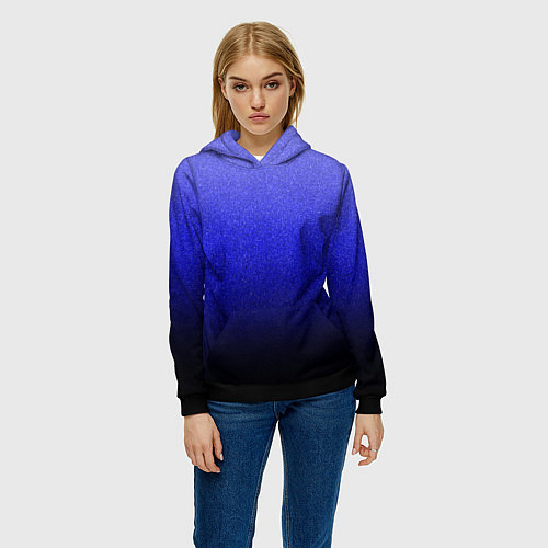 Женская толстовка Градиент индиго из синего в чёрный / 3D-Черный – фото 3