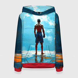 Толстовка-худи женская Кикбоксер в синем, цвет: 3D-красный