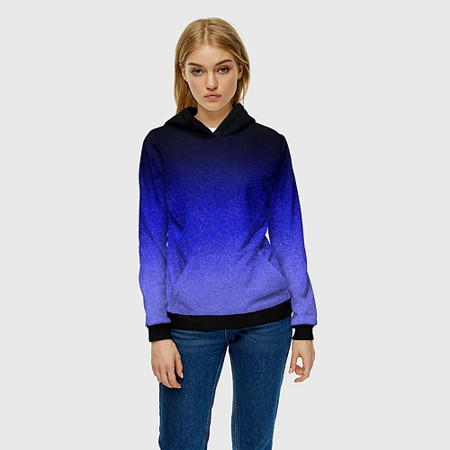 Женская толстовка Градиент индиго из чёрно в синий текстура крошка / 3D-Черный – фото 3