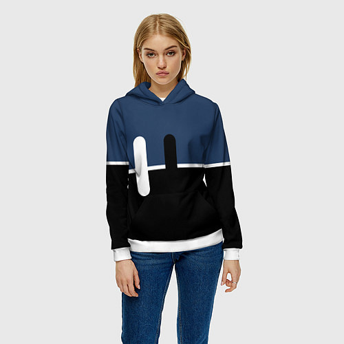 Женская толстовка Простая абстракция сине-чёрный с белым / 3D-Белый – фото 3