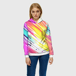 Толстовка-худи женская Брызги краски на белом фоне, цвет: 3D-белый — фото 2