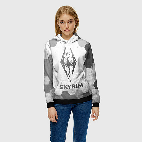 Женская толстовка Skyrim - white gradient / 3D-Черный – фото 3