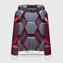 Толстовка-худи женская Бордовый бронежилет, цвет: 3D-белый