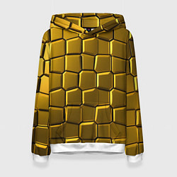 Толстовка-худи женская Золотые слитки, цвет: 3D-белый