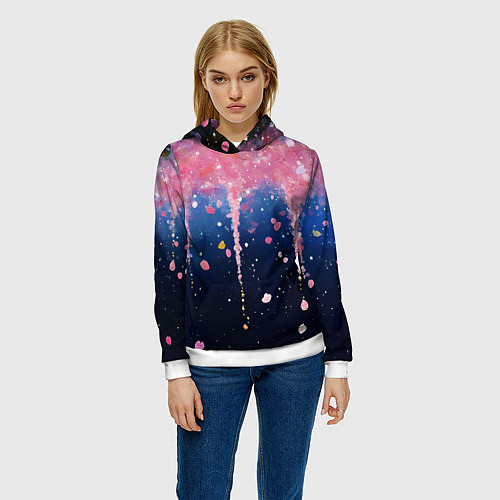 Женская толстовка Розово-синяя текстура / 3D-Белый – фото 3