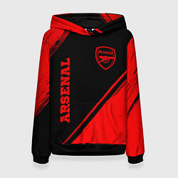 Толстовка-худи женская Arsenal - red gradient вертикально, цвет: 3D-черный