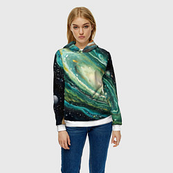 Толстовка-худи женская Зеленая вселенная, цвет: 3D-белый — фото 2