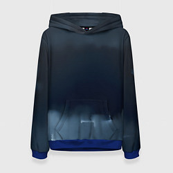 Толстовка-худи женская Черные градиенты, цвет: 3D-синий