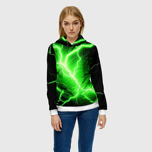 Женская толстовка Color green black / 3D-Белый – фото 3