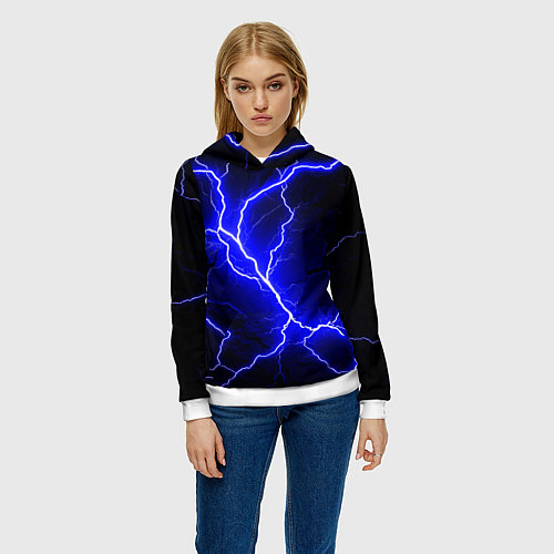 Женская толстовка Color blue black / 3D-Белый – фото 3