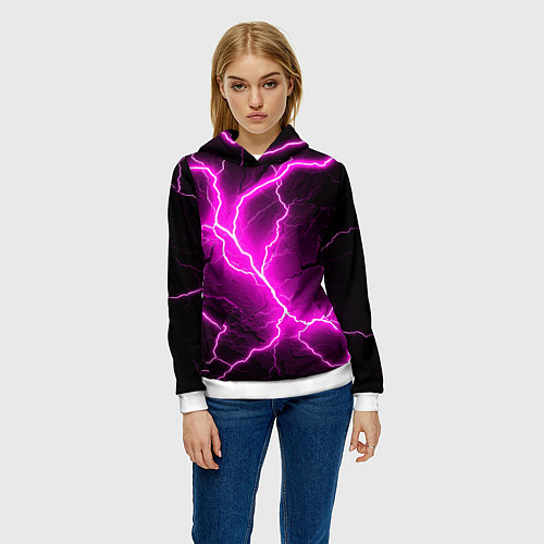 Женская толстовка The color is pink and black / 3D-Белый – фото 3