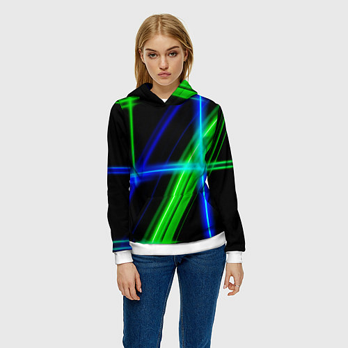 Женская толстовка Color blue black green / 3D-Белый – фото 3