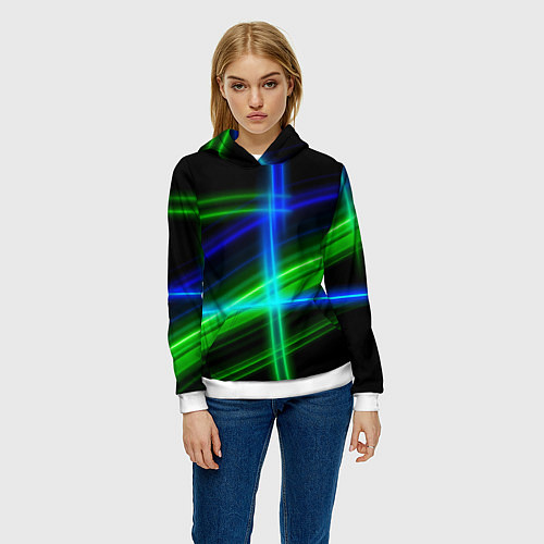 Женская толстовка Color blue black green / 3D-Белый – фото 3