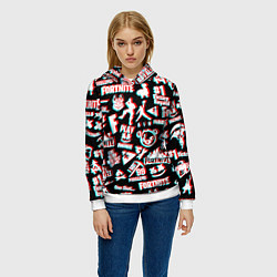 Толстовка-худи женская Fortnite glitch game, цвет: 3D-белый — фото 2
