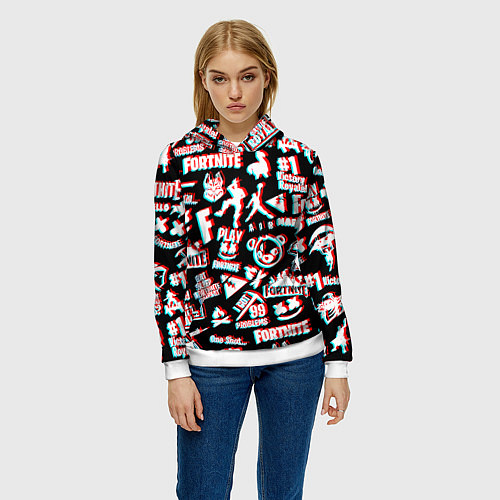 Женская толстовка Fortnite glitch game / 3D-Белый – фото 3