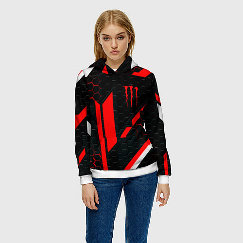 Женская толстовка Monster energy sport geometry / 3D-Белый – фото 3