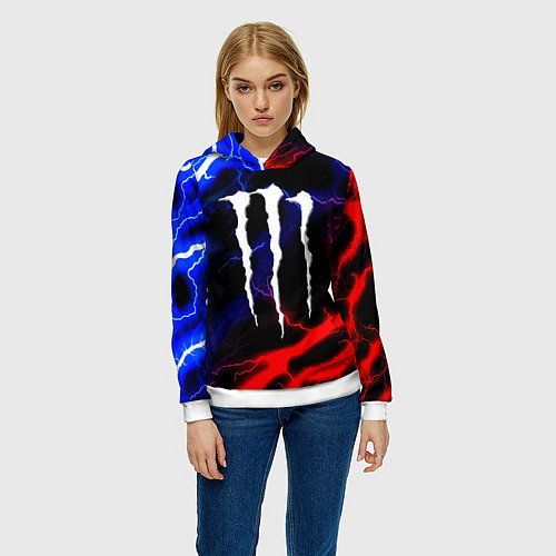 Женская толстовка Monster energy молнии неон / 3D-Белый – фото 3