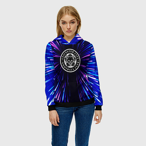 Женская толстовка Leicester City neon energy / 3D-Черный – фото 3
