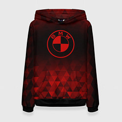 Толстовка-худи женская BMW red poly, цвет: 3D-черный