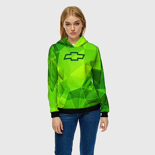 Женская толстовка Chevrolet green poly / 3D-Черный – фото 3