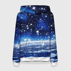 Толстовка-худи женская Космический синий абстрактный фон - текстура, цвет: 3D-белый